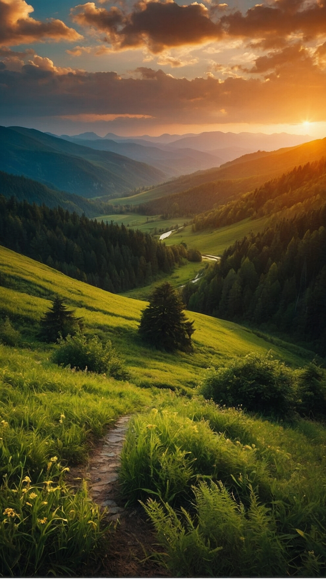 Sunrise Solitude: Peaceful Lake Wallpaper
