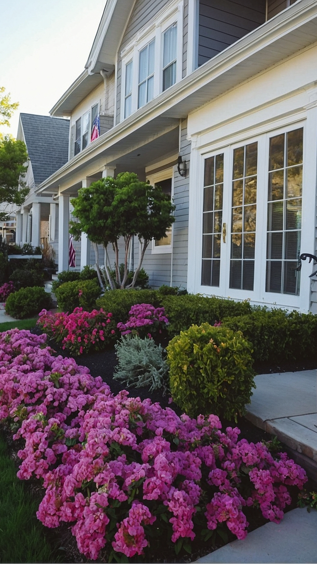 Use of Evergreen Bushes for Year-Round Greenery